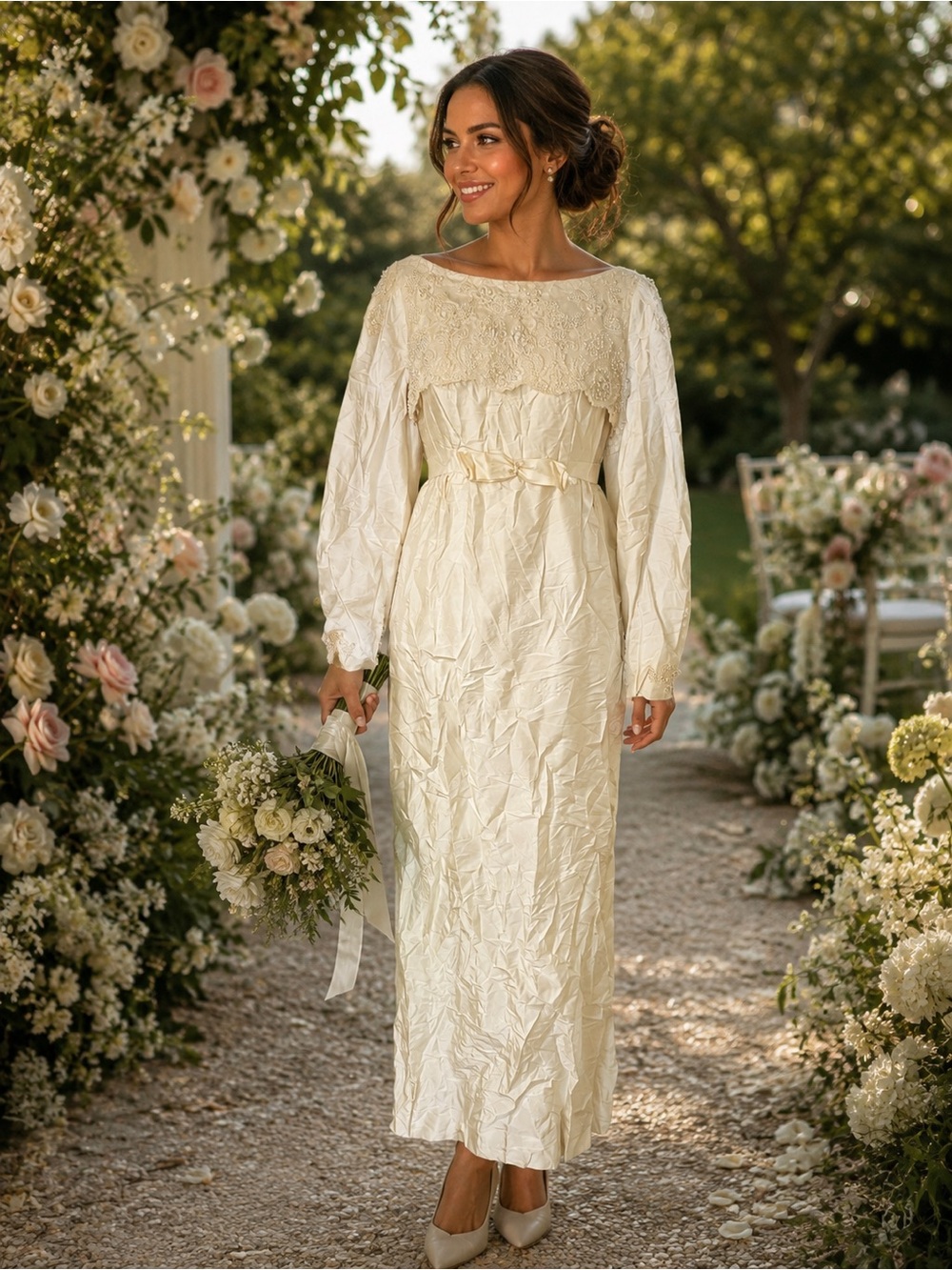 poshmark boho wedding dress Vintage Pearl Beaded Victorian Edwardian Bohemian Prairie Lovely Pictures of the new quinceanera dresses Color:Royal/Gold